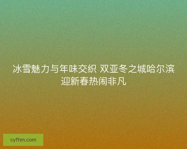冰雪魅力与年味交织 双亚冬之城哈尔滨迎新春热闹非凡